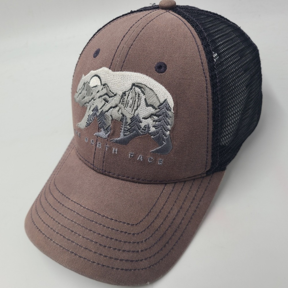 The North Face Hat Snapback Trucker Mesh Brown Black California Bear Yosemite